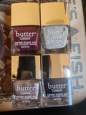 butter LONDON Patent Shine 10X Nail Lacquer - Red, Gray, Brown, Black (4-Pack)